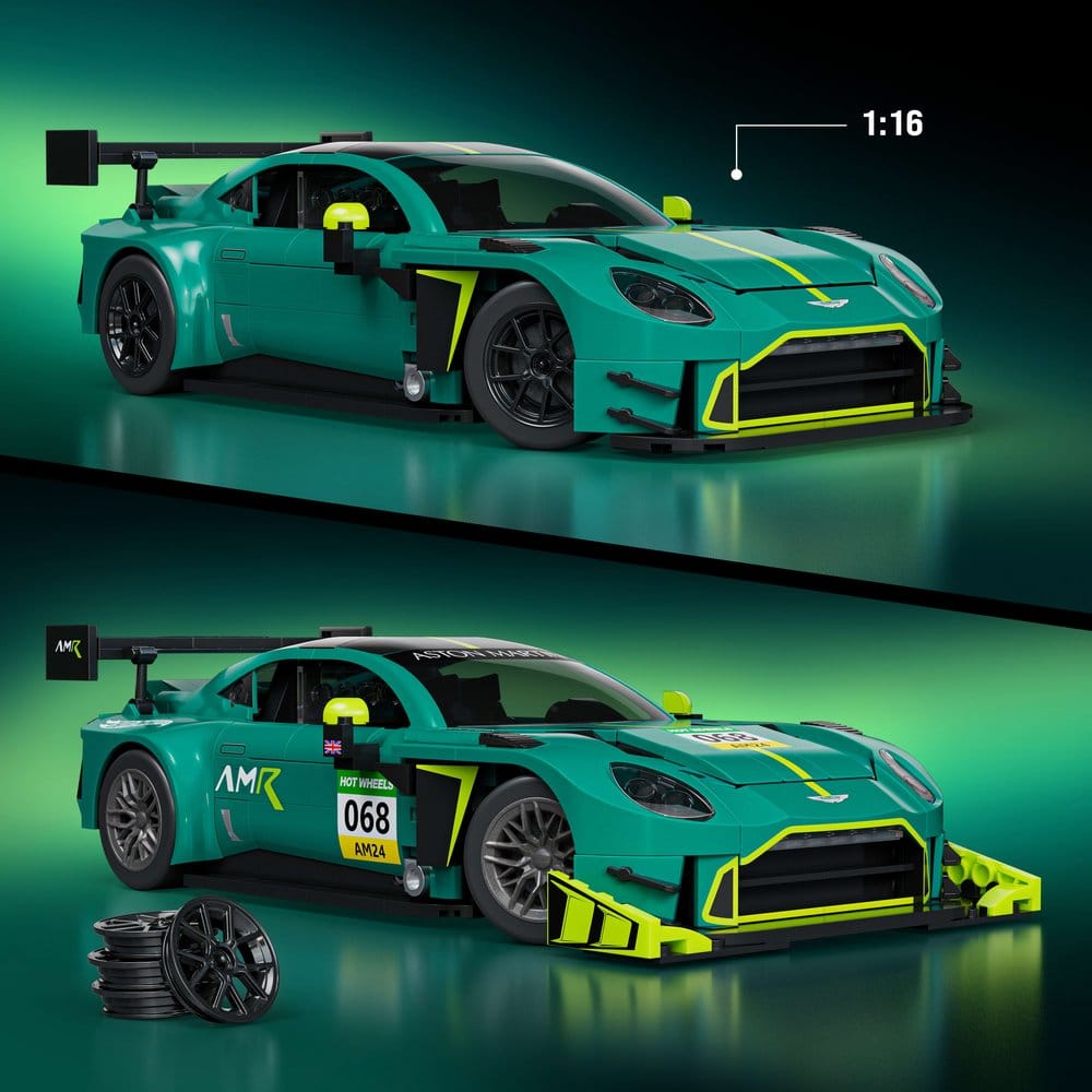 Hot Wheels Elite Mattel Brick Shop Building Set 1/16 '24 Aston Martin Vantage GT3