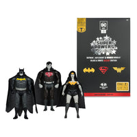 DC Comics - DC Direct Super Powers Action Figures Batman, Superman & Wonder Woman Black & White Accent Edition Gold Label