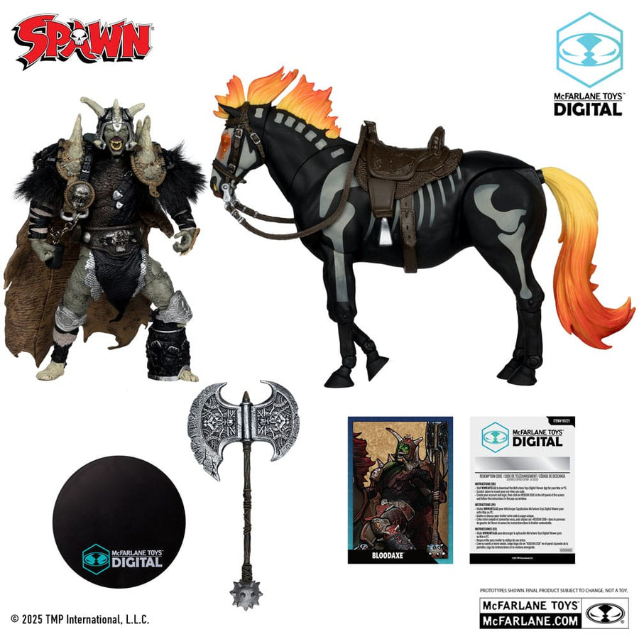 Spawn Action Figure Bloodaxe with Horse (Spawn: The Dark Ages) (McFarlane Toys 30th Anniversary) (Gold Label) 18 cm