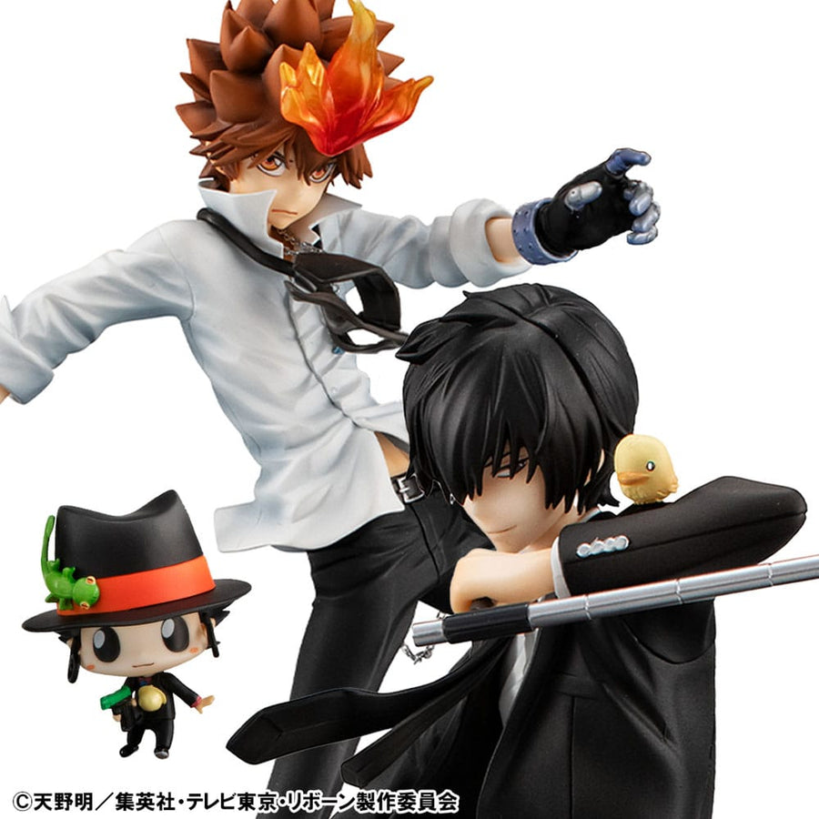 Katekyo Hitman Reborn! G.E.M. Series PVC Statue Tsunayoshi Sawada & Kyoya Hibari & Reborn Set 21 cm
