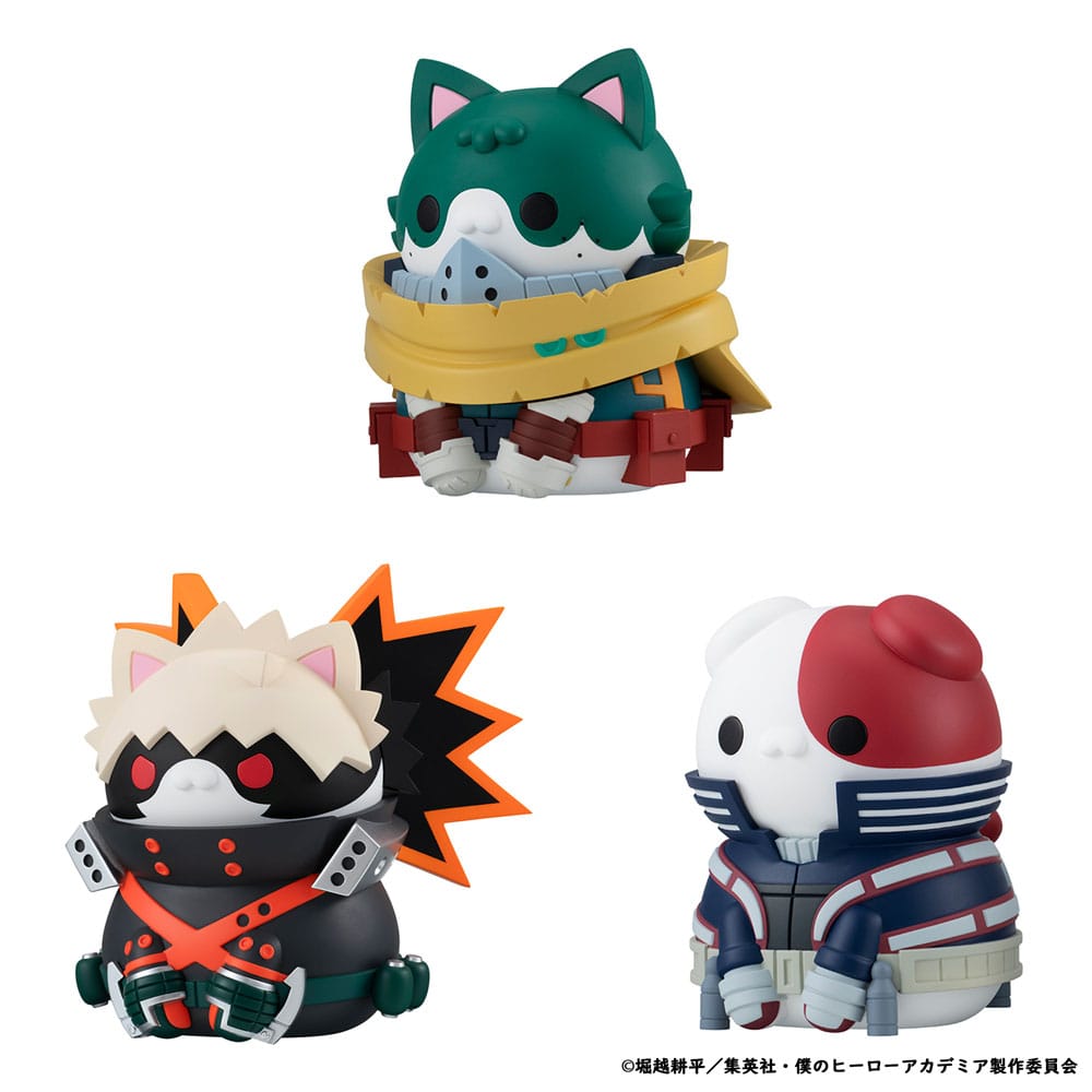 My Hero Academia Mega Cat Project Nyanto! The Big Heroaca Cats Series Trading Figure 3-Pack Izuku Midoriya & Katsuki Bakugo & Shoto Todoroki 12 cm