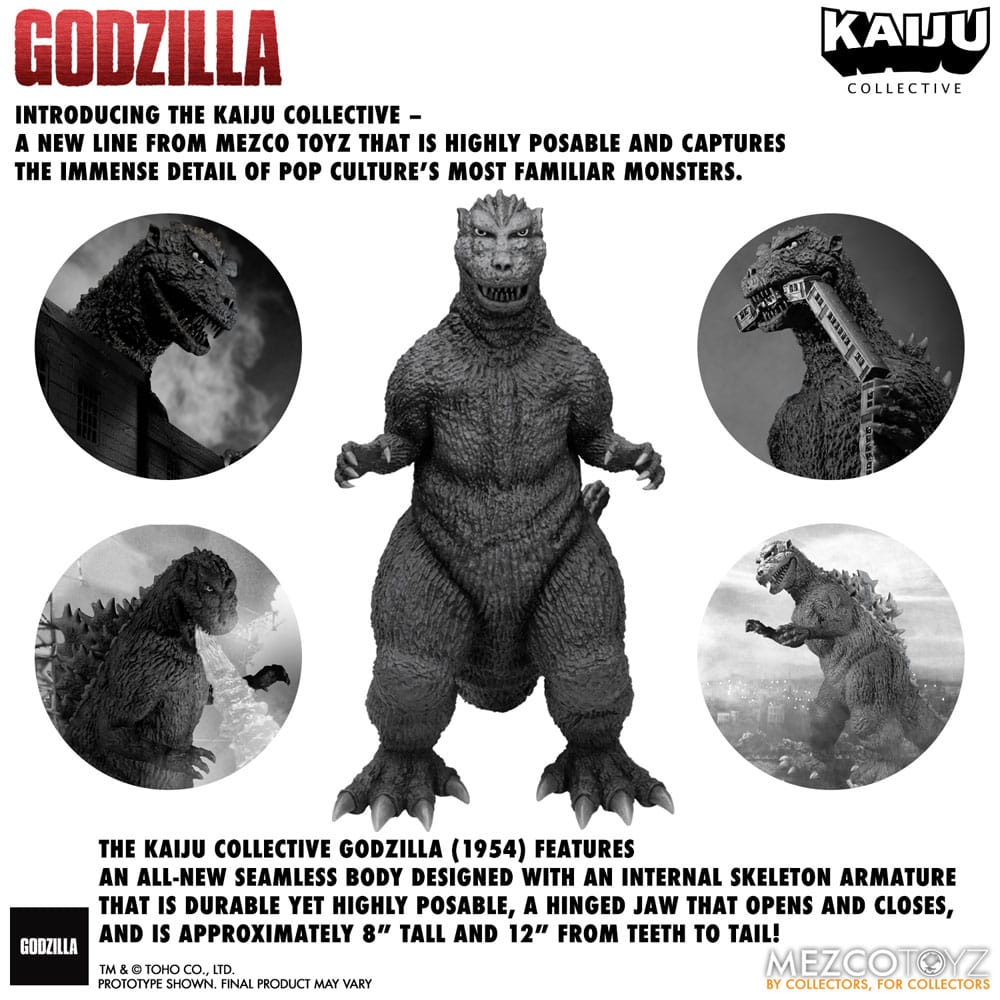 Godzilla - Godzilla (1954) Kaiju Collective Action Figure - Godzilla - Black & White Edition