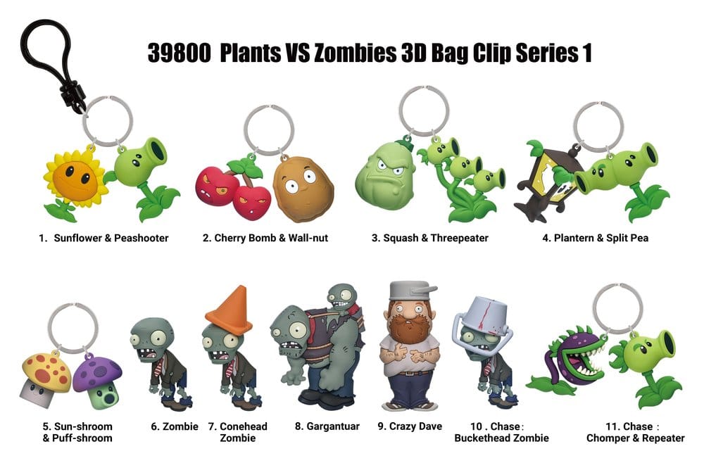 Plants vs. Zombies 3D Foam Bag Clips Serie 1 Display (24)