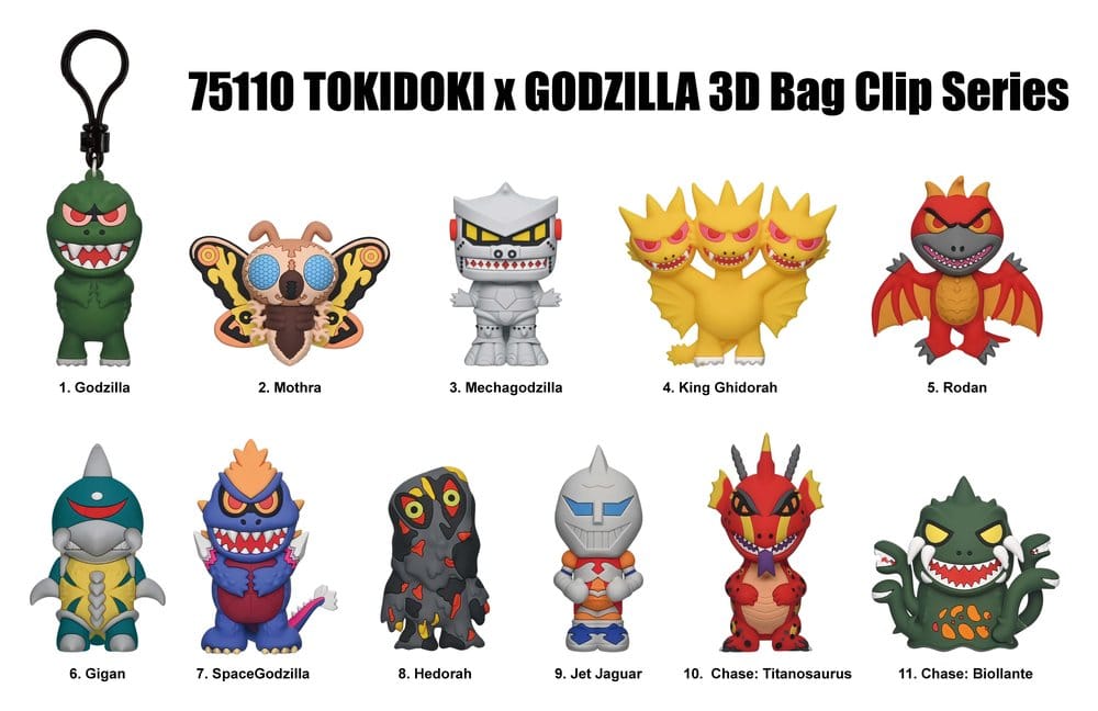 Tokidoki x Godzilla 3D Foam Bag Clips Display (24)