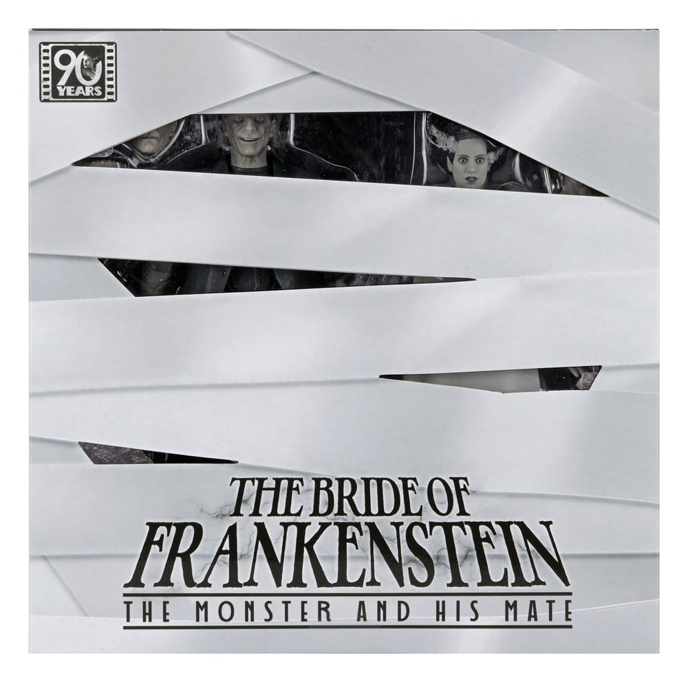 Universal Monsters 2-Pack Action Figure Bride of Frankenstein 90th Anniversary The Monster & His Mate (B&W) 18 cm