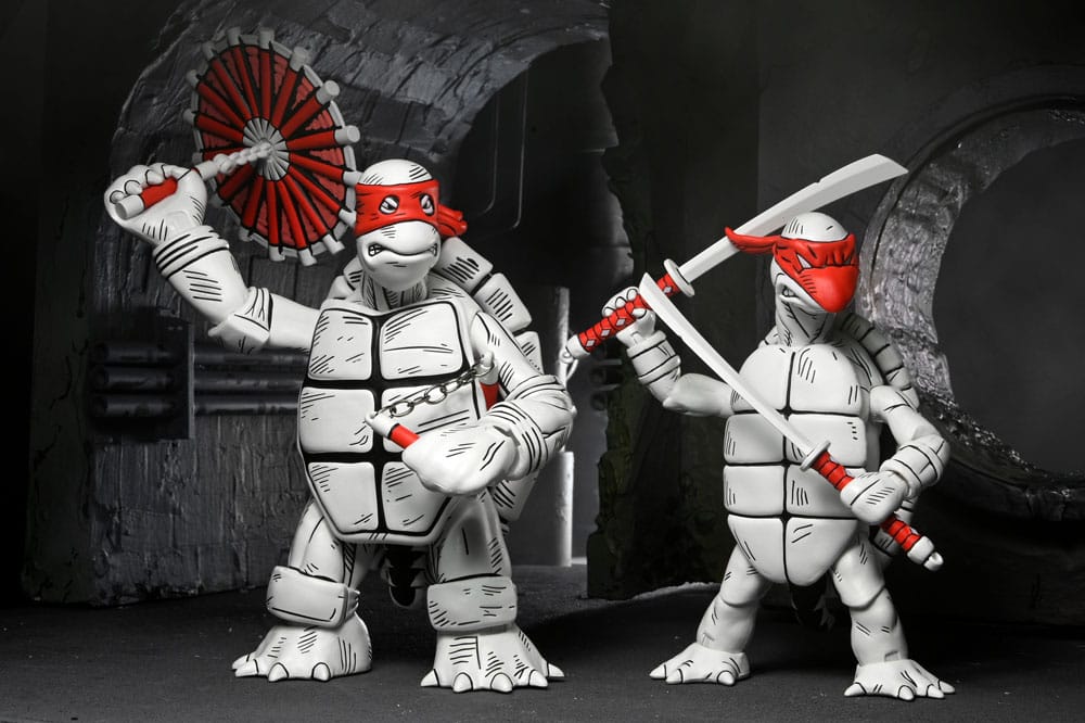 Teenage Mutant Ninja Turtles (Mirage Comics) Action Figures 2-Pack Black and White First Turtles 18 cm