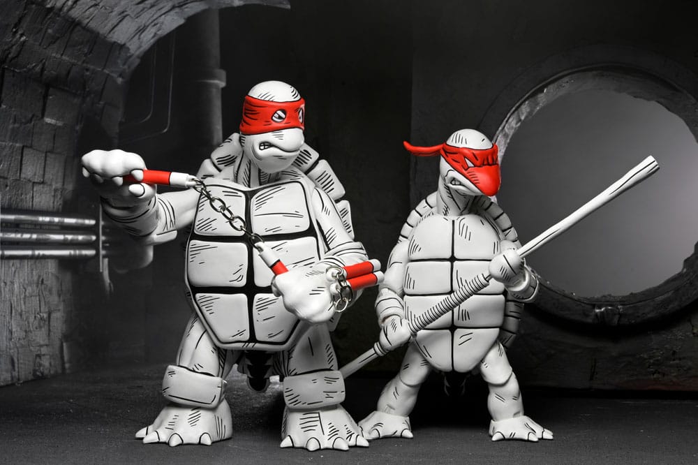Teenage Mutant Ninja Turtles (Mirage Comics) Action Figures 2-Pack Black and White First Turtles 18 cm