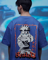 Naruto Shippuden T-Shirt Graphic Blue Size L