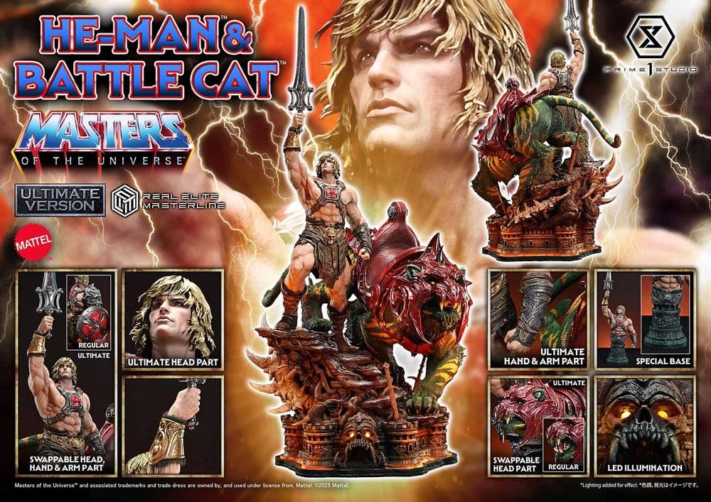 Masters of the Universe Real Elite Masterline Series Statue 1/4 He-Man & Battle Cat Ultimate Bonus Version 86 cm
