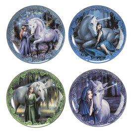 Anne Stokes Plates 4-Pack Unicorn and Maiden
