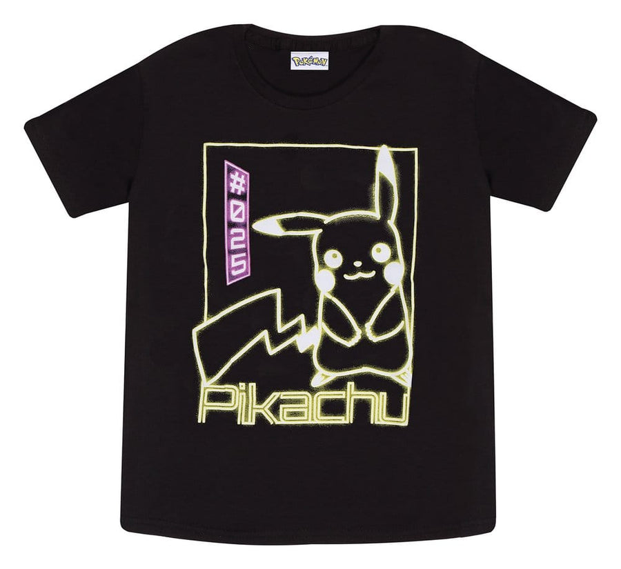 Pokémon T-Shirt Pikachu Neon Black 9-11 Years