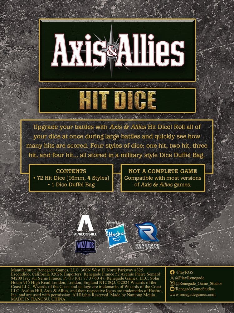 Avalon Hill board game Axis & Allies: Hit Dice Extension
