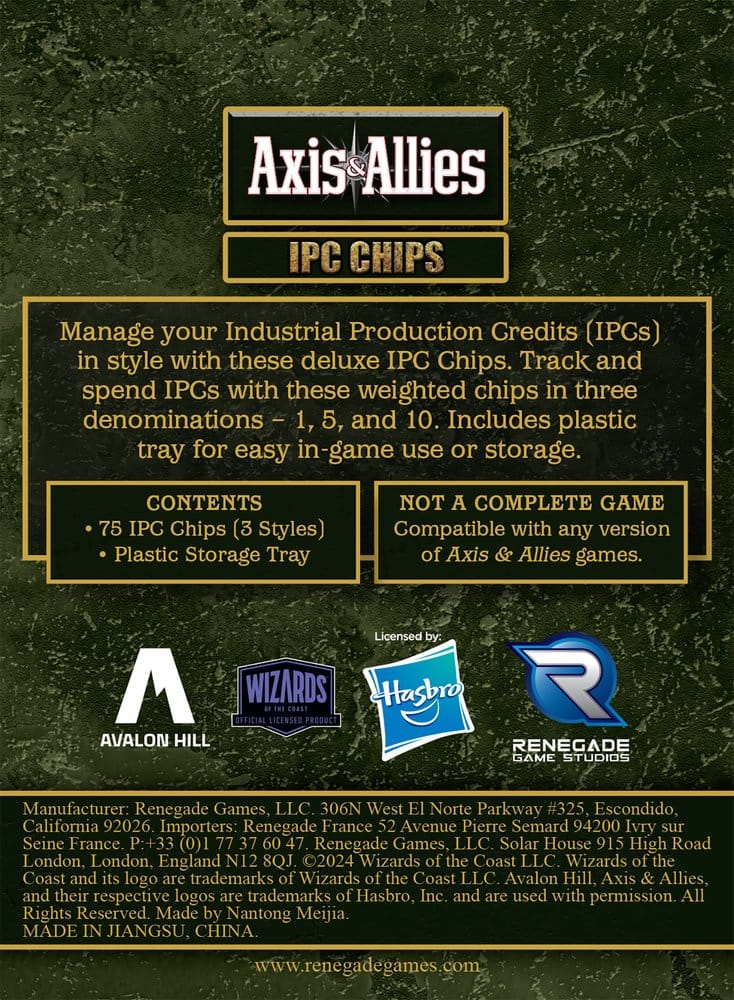 Avalon Hill board game Axis & Allies: IPC Chips Extension
