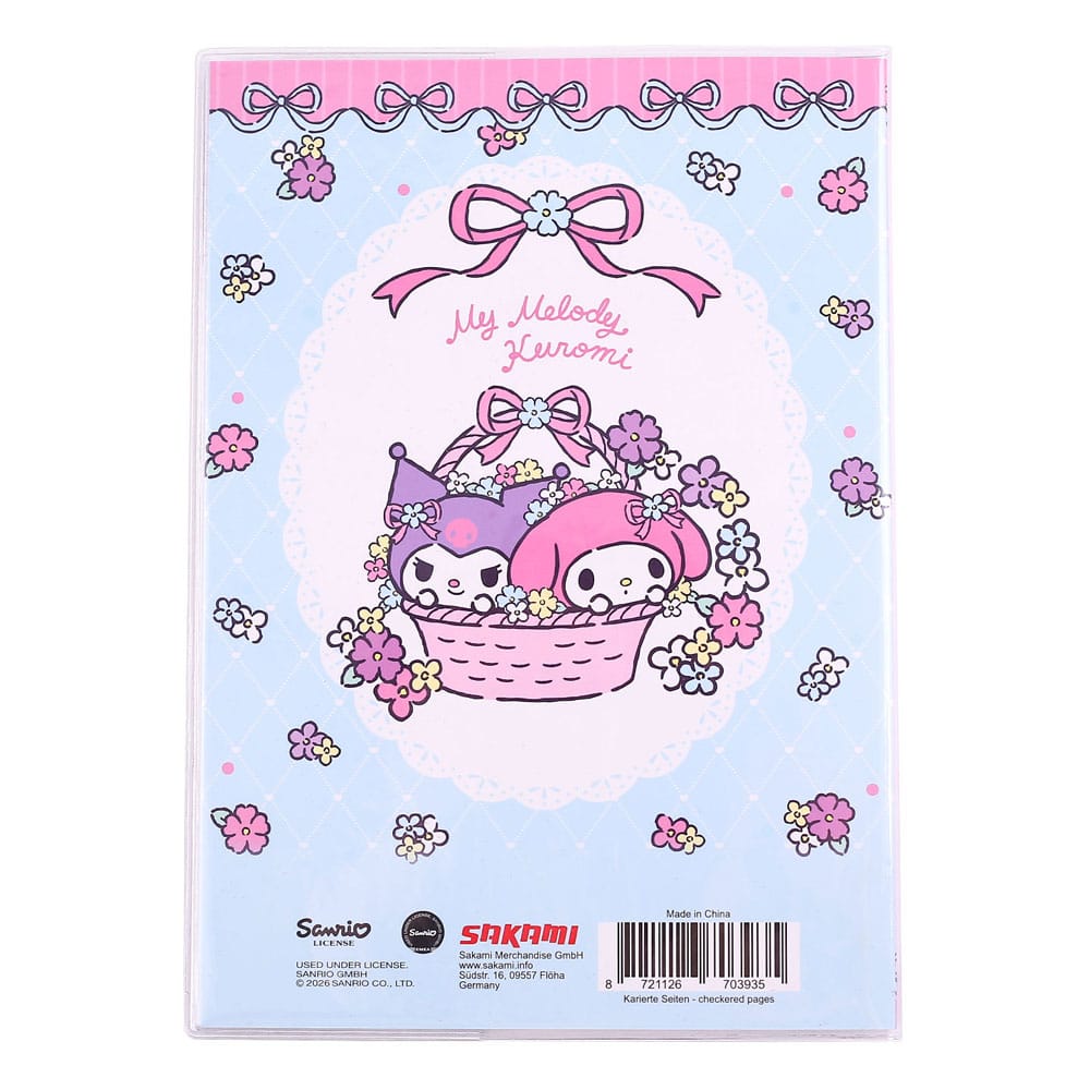 Sanrio Notebook Kuromi & My Melody Pastel Flower Holographic Checkered