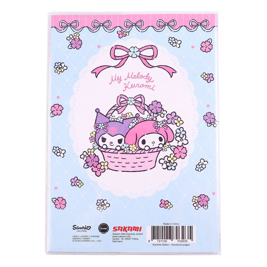 Sanrio Notebook Kuromi & My Melody Pastel Flower Holographic Checkered