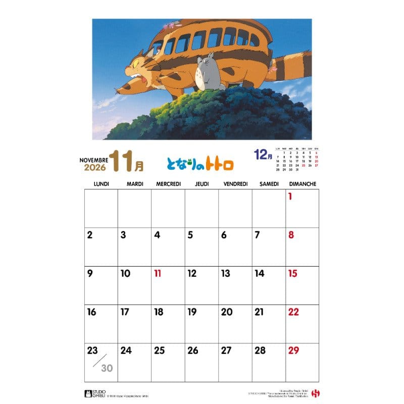 My Neighbor Totoro Calendar 2026 *French Version*