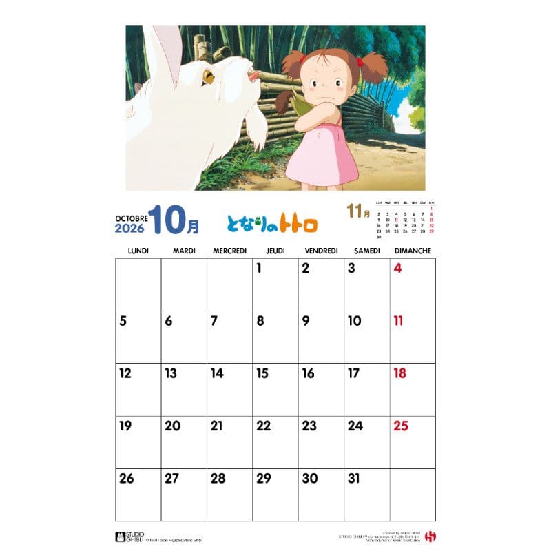 My Neighbor Totoro Calendar 2026 *French Version*