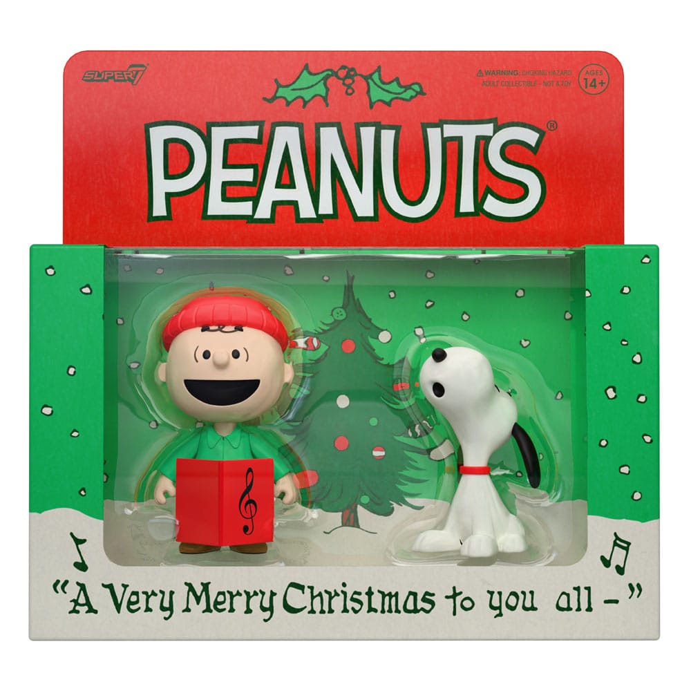 Peanuts ReAction Action Figures 2-Pack Brown and Snoopy (Caroling) 10 cm