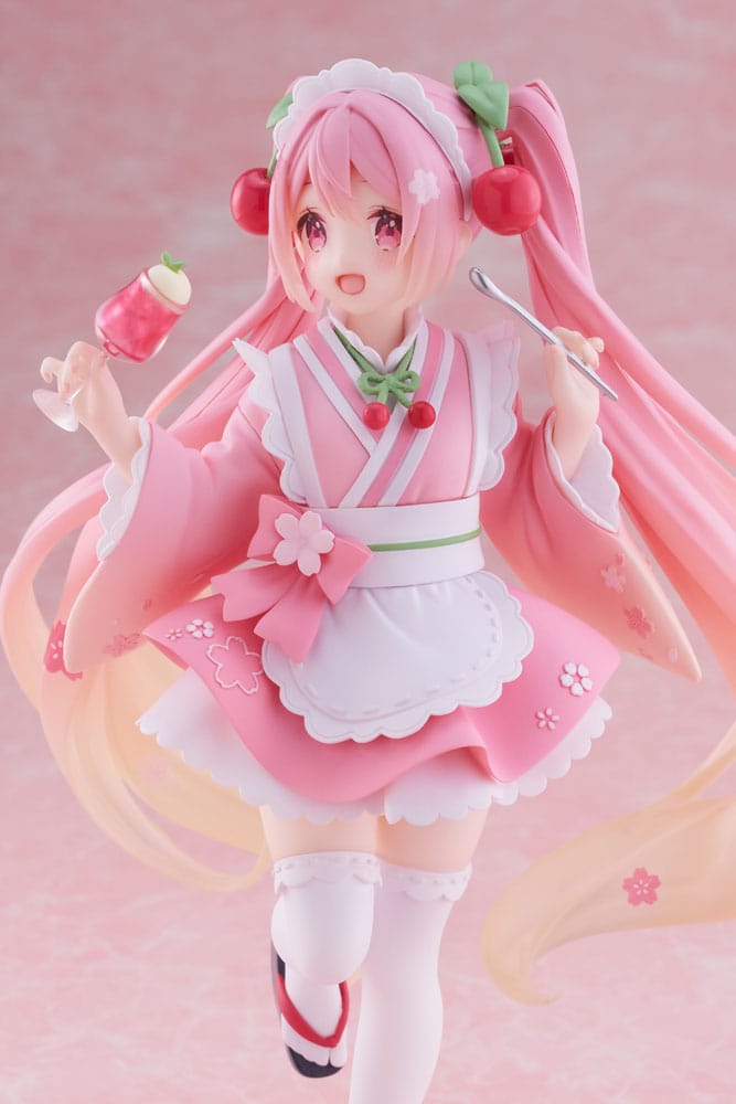 Hatsune Miku PVC Statue Newley Written Sakura Miku Japanese Cafe Ver. Reissue 18 cm
