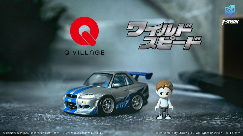 Fast & Furious Q-Village Vehicle with mini-figure Nissan Skyline GT-R (R34) 9 cm