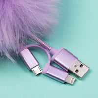 Pusheen - USB Charging Cable 3in1 with Keychain Pom Pom