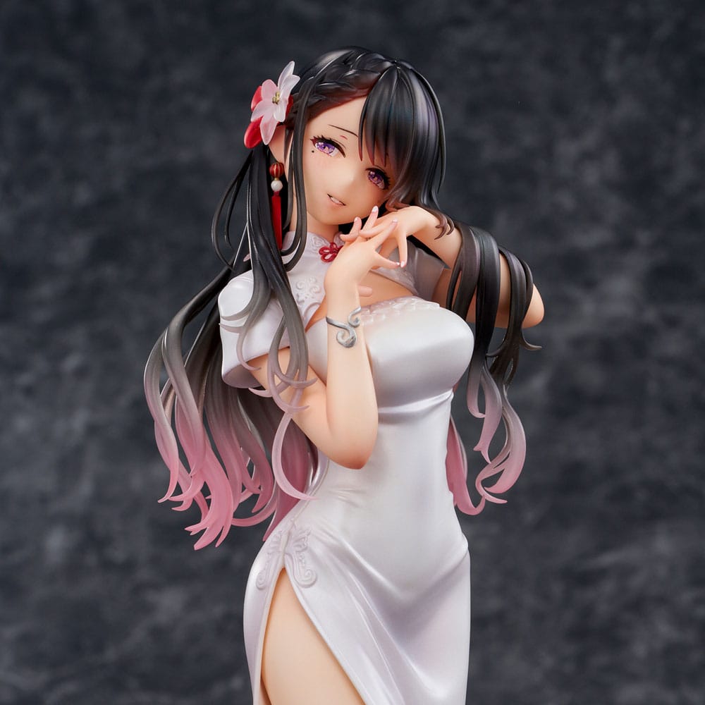 Original Illustration PVC Statue Mai Okuma illustration Healing-type white chinese dress lady 26 cm