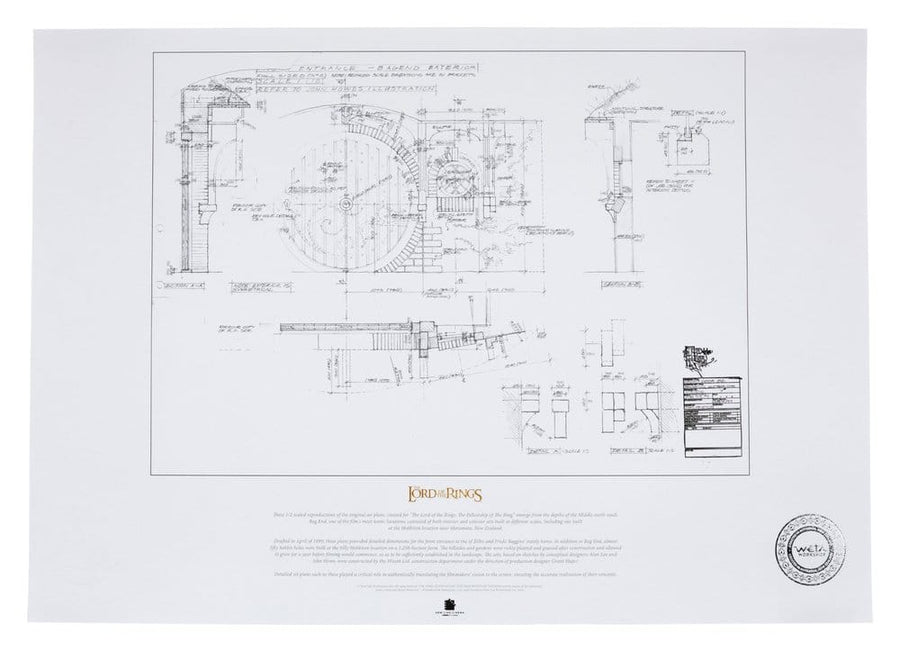 Lord of the Rings Blueprint Art Print Bag End 59 x 42 cm