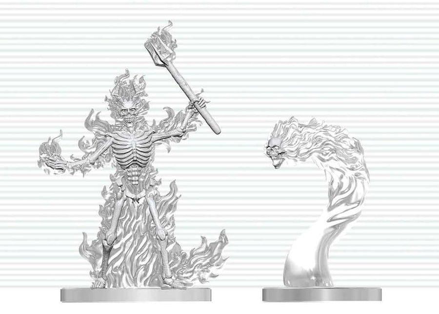 Dungeons & Dragons Nolzur's Marvelous Miniatures Unpainted Miniature Flaming Skeleton & Flameskull 14 cm