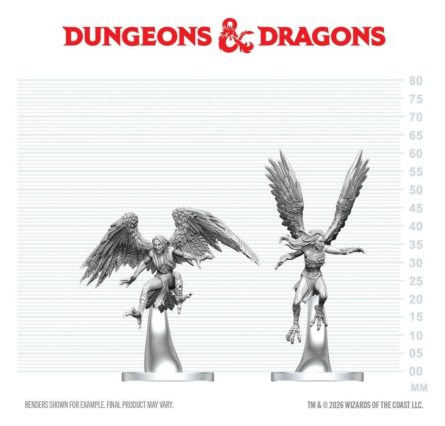Dungeons & Dragons Nolzur's Marvelous Miniatures Unpainted Miniature Harpies 17 cm